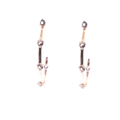 Arracada Cristal Rosa, CHAPA DE ORO 18K