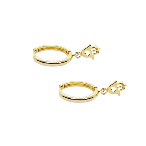 Arracada con Dije de Mano, CHAPA DE ORO 18K