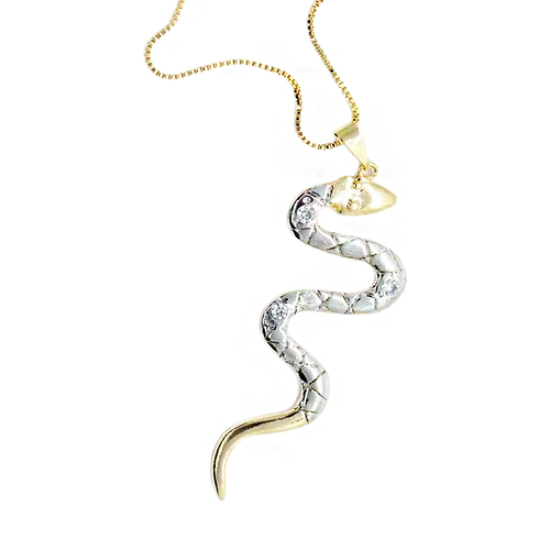 Collar Serpiente Oro y Rodio, CHAPA DE ORO 18K