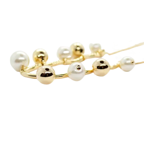 Collar Esferas Perla y Oro, CHAPA DE ORO 18K - Imagen 2