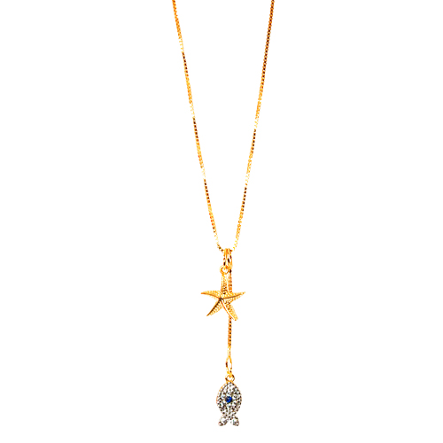Collar con Estrella de Mar y Pescadito de Circonia, CHAPA DE ORO 18K - Imagen 2