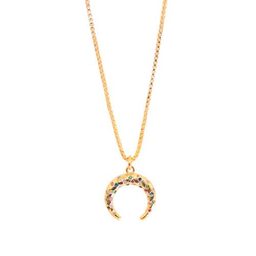 Moon Necklace with Zirconia