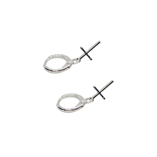 Arracadas Cruz Colgante, CHAPA DE RODIO