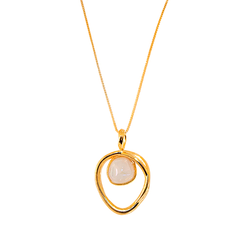 Elegant Golden Necklace with Big Zirconia