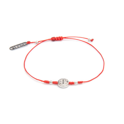 Pulsera de Hilo con Medalla San Benito - Chapa de Rodio