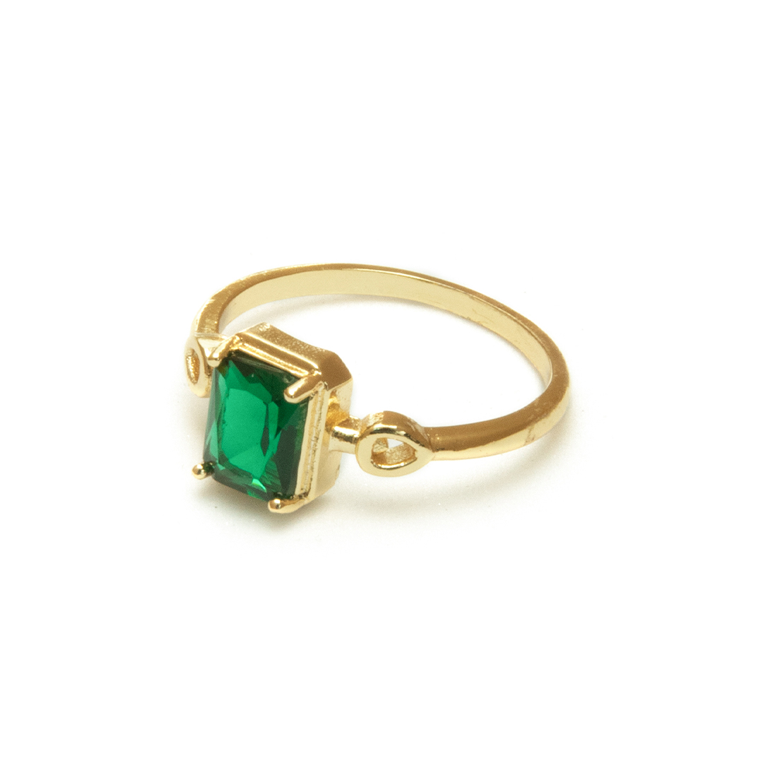 Anillo Zirconia Esmeralda – Chapa de Oro - Imagen 2