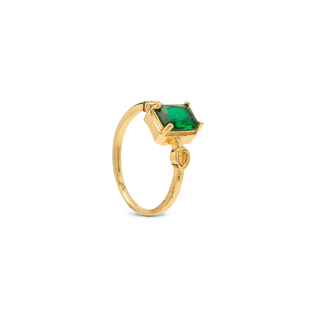 Anillo Zirconia Esmeralda – Chapa de Oro