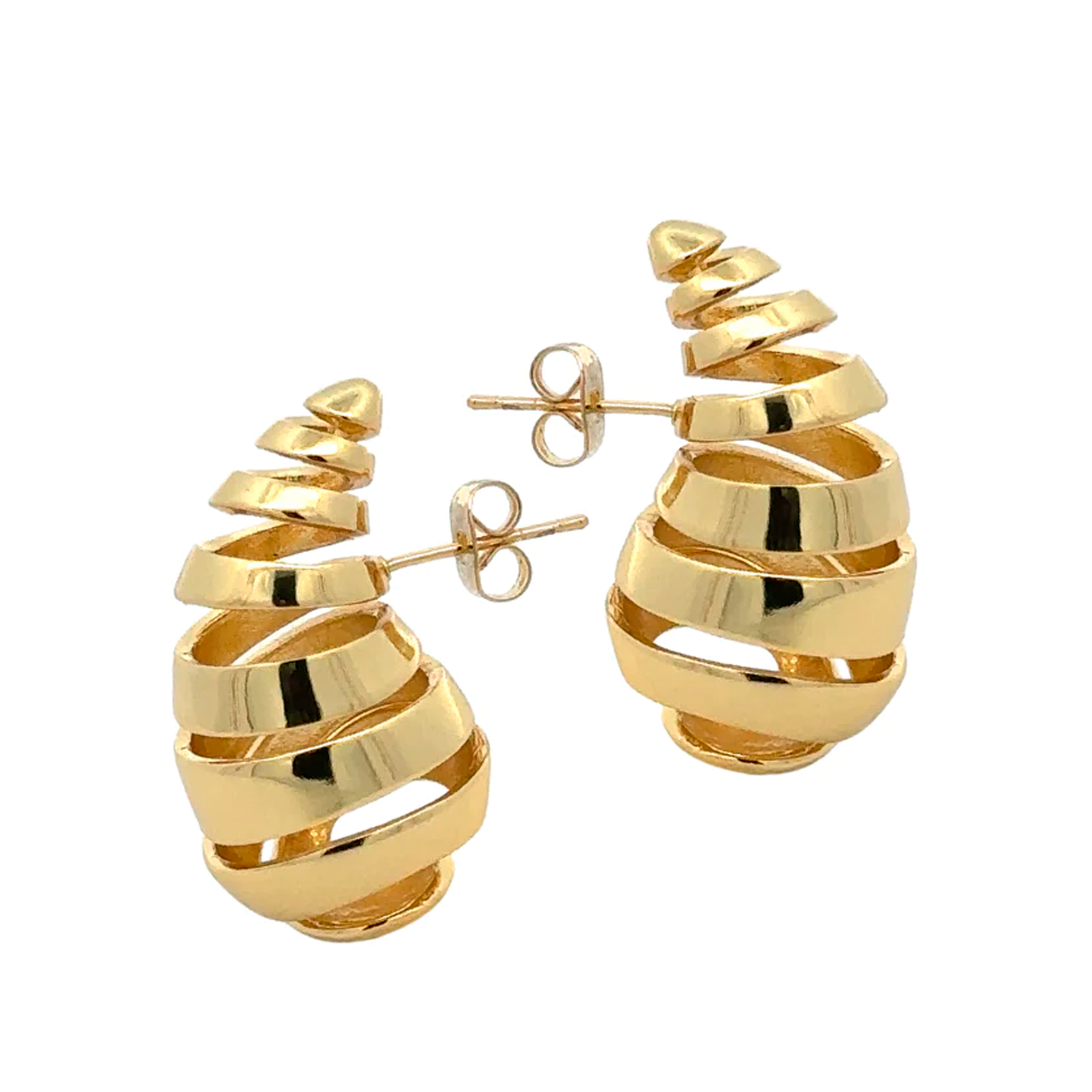 Aretes Gota Gold con Ranuras - Chapa de Oro